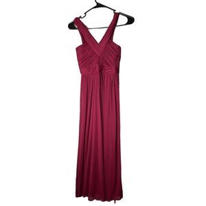Dessy Girl‎ Chiffon Knit Halter Full Length Burgundy Dress Junior Size 6